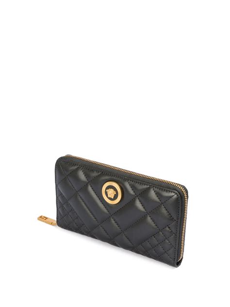 versace quilted leather wallet|Versace wallets for women.